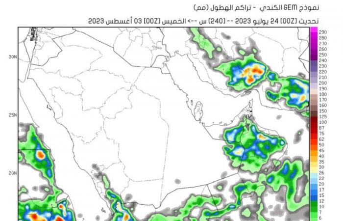 أول حالة ممطرة معتبرة لصيف 1445هـ في السعودية غدًا