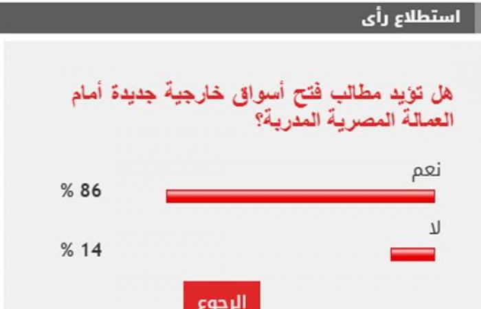 %86 من القراء يطالبون بفتح أسواق خارجية جديدة امام العمالة المصرية