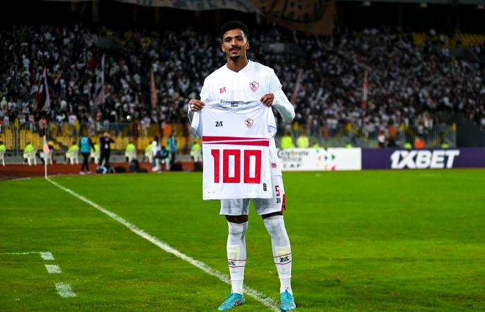 حسام عبد المجيد يحتفل بالمشاركة فى 100 مباراة مع الزمالك أمام المصرى