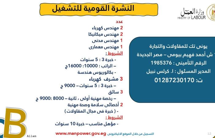 وزارة العمل تعلن عن 7878 فُرصة عمل جديدة في 101 شركة خاصة