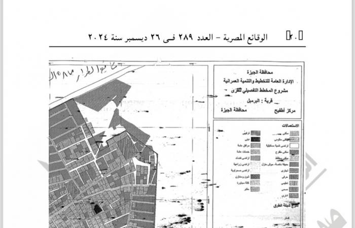 الجريدة الرسمية تنشر قرار محافظ الجيزة باعتماد المخطط التفصيلى لقرية البرمبل