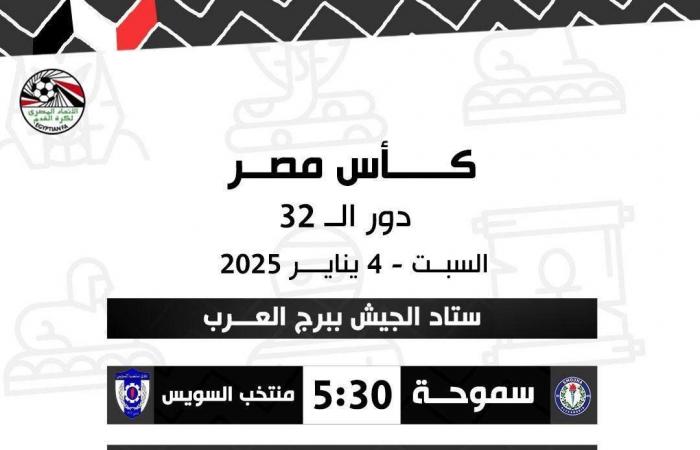 حكام مباريات السبت في دور الـ 32 من كأس مصرالسبت 04/يناير/2025 - 12:59 ص
أعلنت لجنة الحكام الرئيسية باتحاد الكرة، أسماء حكام مباريات اليوم السبت، ضمن مواجهات دور ال32 من مسابقة كأس مصر