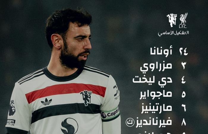 برونو فيرناديز يقود مانشستر يونايتد أمام ليفربول في الدوري الإنجليزيالأحد 05/يناير/2025 - 05:38 م
أعلن روبن أموريم المدير النفي لفريق مانشستر يونايتد تشكيل فريقه لمواجهة نظيره ليفربول، مساء اليوم الأحد، في قمة مباريات الجولة العشرين من الدوري الإنجليزي الممتاز بملعب آنفيلد .