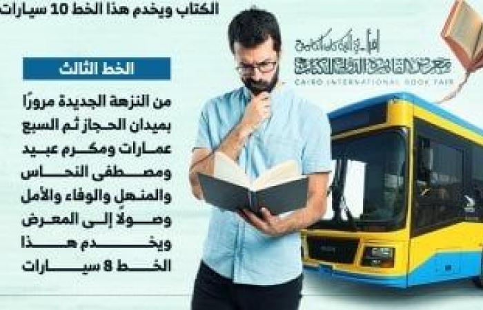 تشغيل 7 خطوط نقل عام لخدمة معرض القاهرة الدولى للكتاب.. إنفوجراف