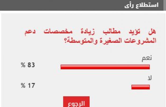 83% من القراء يؤيدون زيادة مخصصات دعم المشروعات الصغيرة والمتوسطة